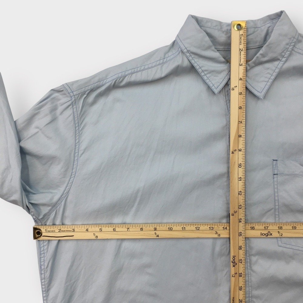 We The Free Button Down Shirt Relaxed Fit Long Sleeve Light‎ Blue L - Picture 7 of 8